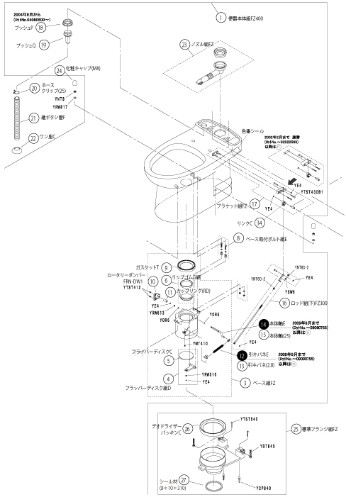 便器組FZ400(梱包部品一式)